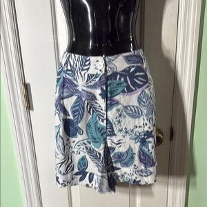 Blue Sol Blue & White Tropical Linen Blend Floral Print Women's Shorts Size 14